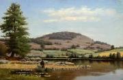 Alfred Ordway Fishing on Fairlee Pond Sweden oil painting artist